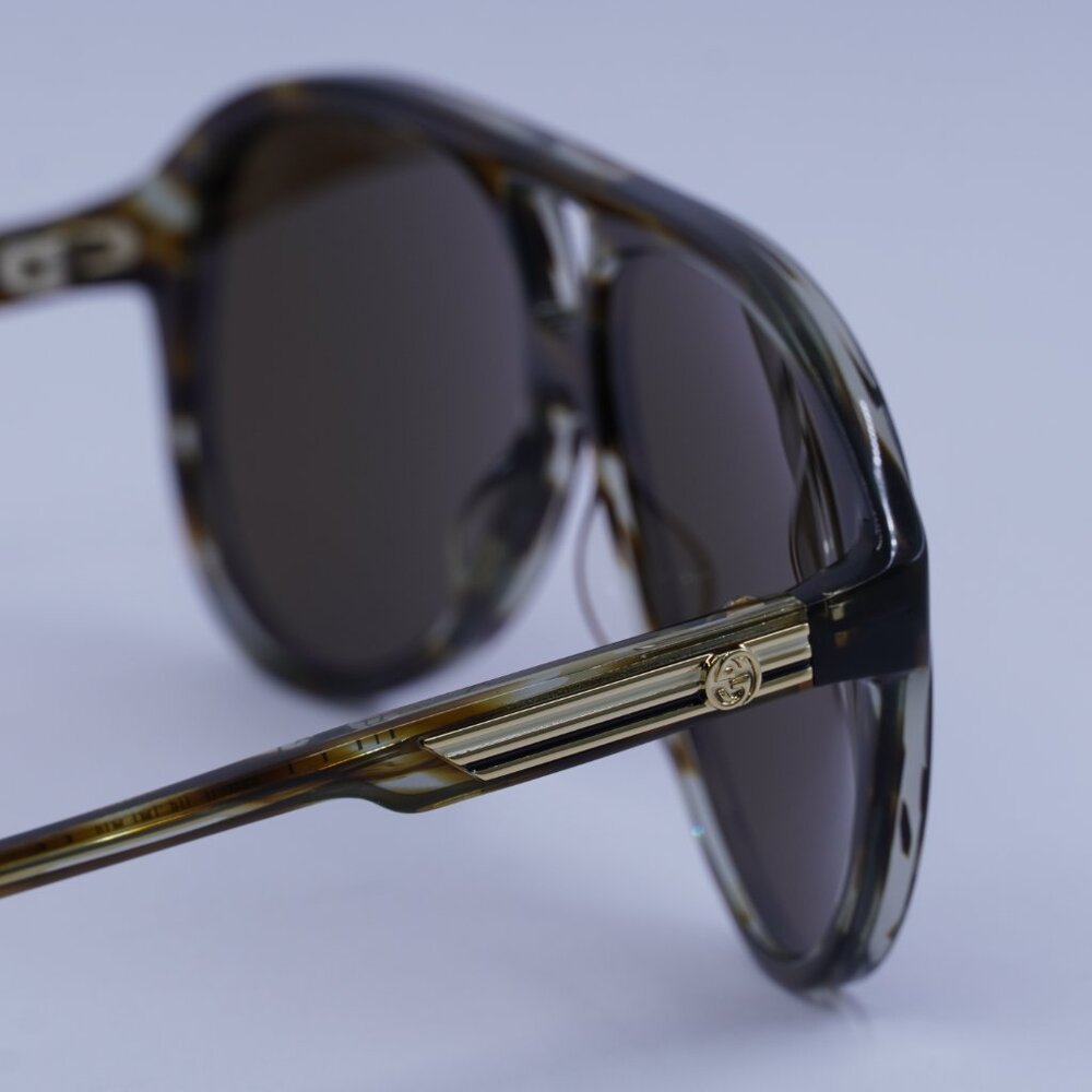 Gucci GG1286S 003 Sunglasses Striated Havana Aviator Frame - Picture 6 of 10